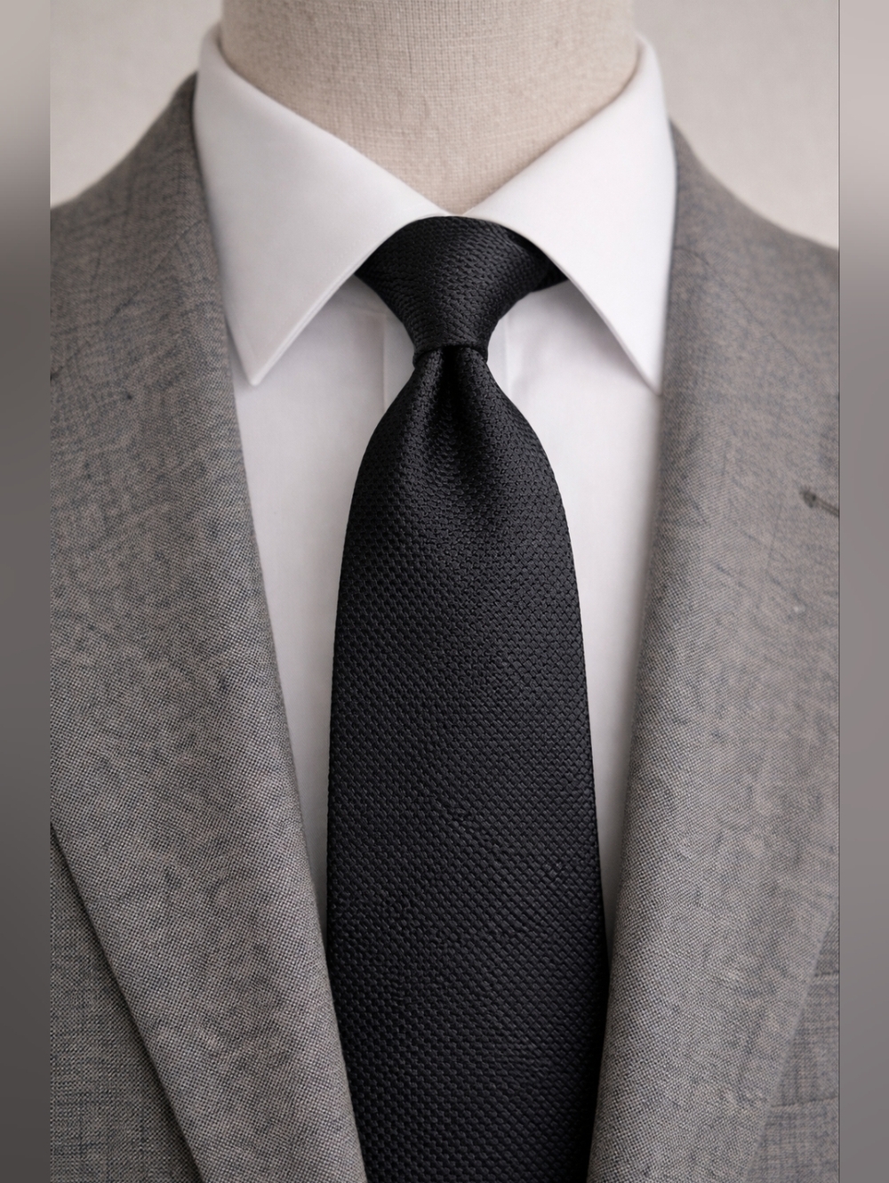 Pronto Uomo Silk Tie Black Textured Classic Formal Italy Style